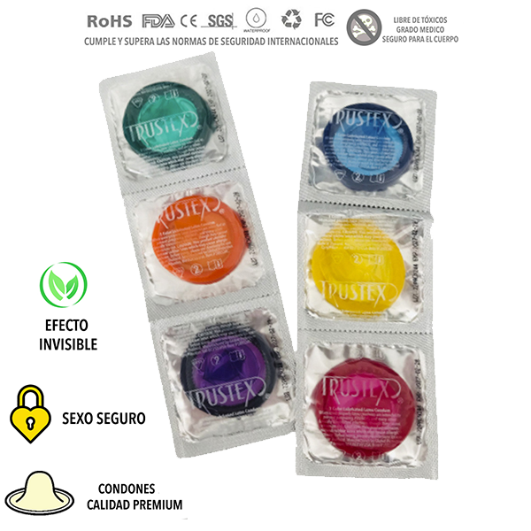 Combo de 6 Condones de Colores Trustex
