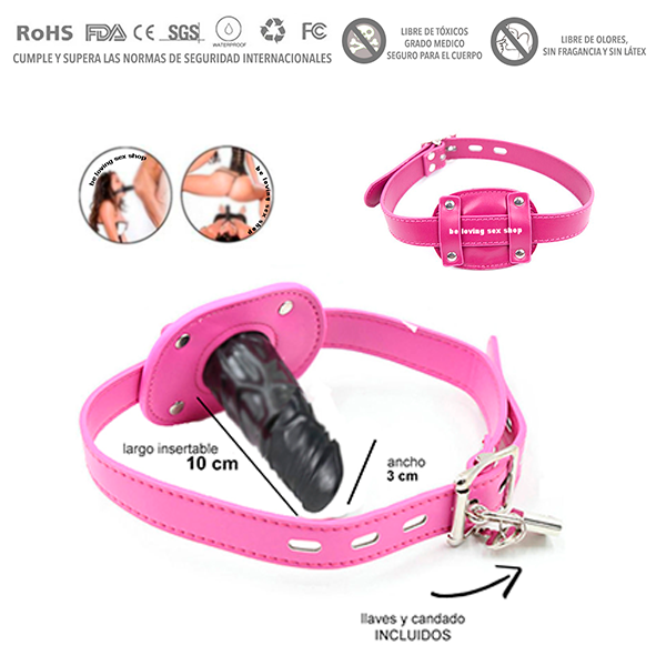 Mordaza Con Plug Bdsm Dildo Pequeño Rosa