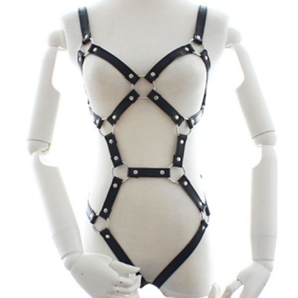 Conjunto de Arnés de Cuerpo de Cuero BDSM