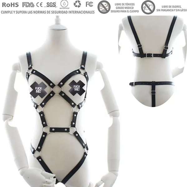 Conjunto de Arnés de Cuerpo de Cuero BDSM
