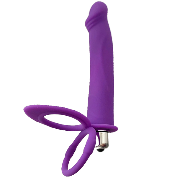 Anillo con Dildo Vibrador Morado
