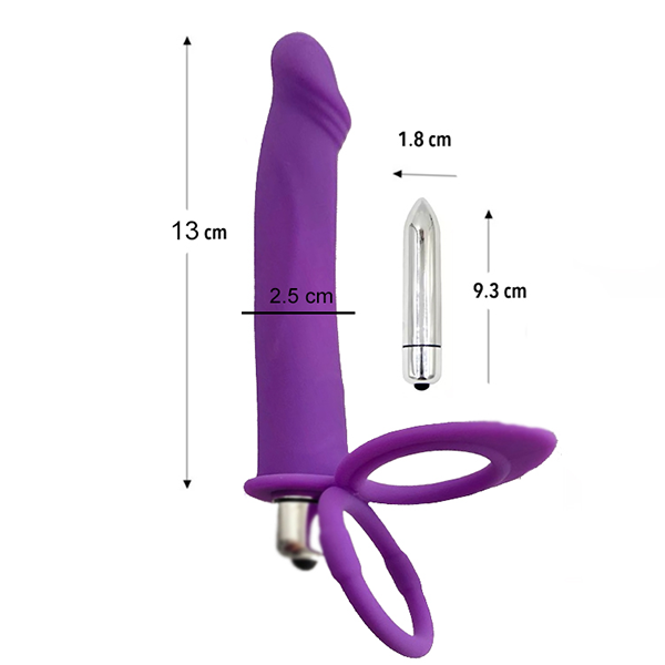 Anillo con Dildo Vibrador Morado