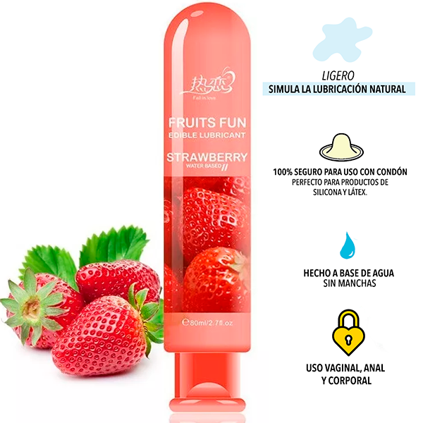 Lubricante Natural Base Agua Fresa 80 Ml